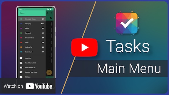 Tasks main menu - YouTube